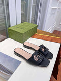 Gucci 694451 Women's Interlocking G cut-out slide sandal Black
