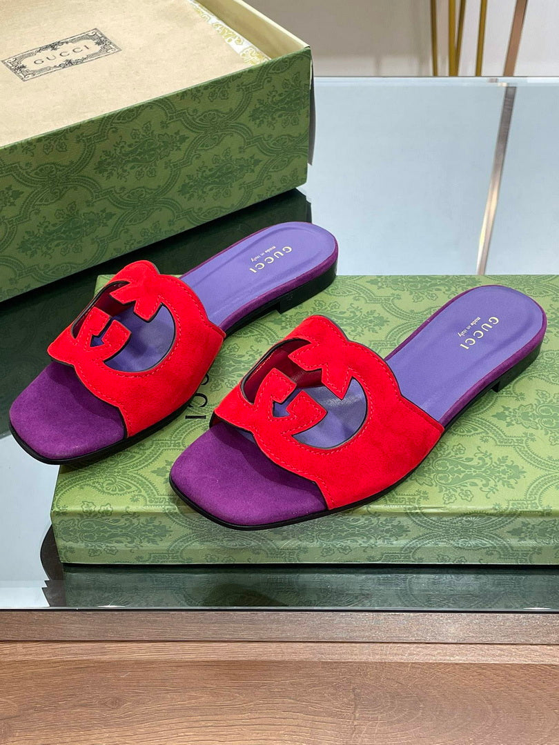 Gucci 694451 Women's Interlocking G cut-out slide sandal G66763