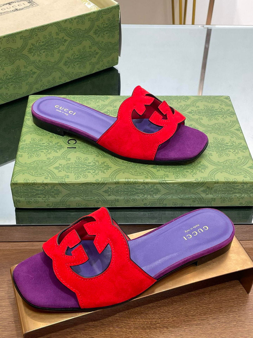 Gucci 694451 Women's Interlocking G cut-out slide sandal G66763