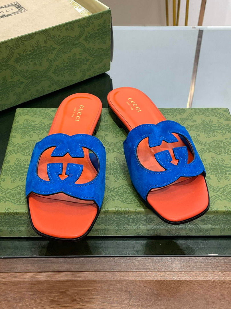Gucci 694451 Women's Interlocking G cut-out slide sandal G66766