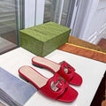 Gucci 694451 Women's Interlocking G cut-out slide sandal Red - 35 - View 1