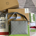 Gucci 696009 GG Embossed Medium Messenger Bag Gray - Default Title - View 1
