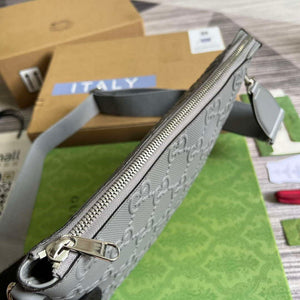 Gucci 696009 GG Embossed Medium Messenger Bag Gray - Default Title - View 7