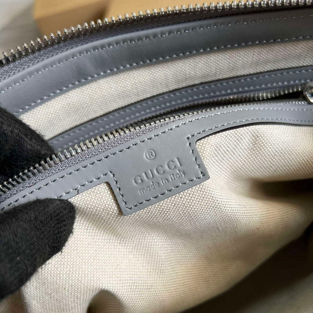 Gucci 696009 GG Embossed Medium Messenger Bag Gray