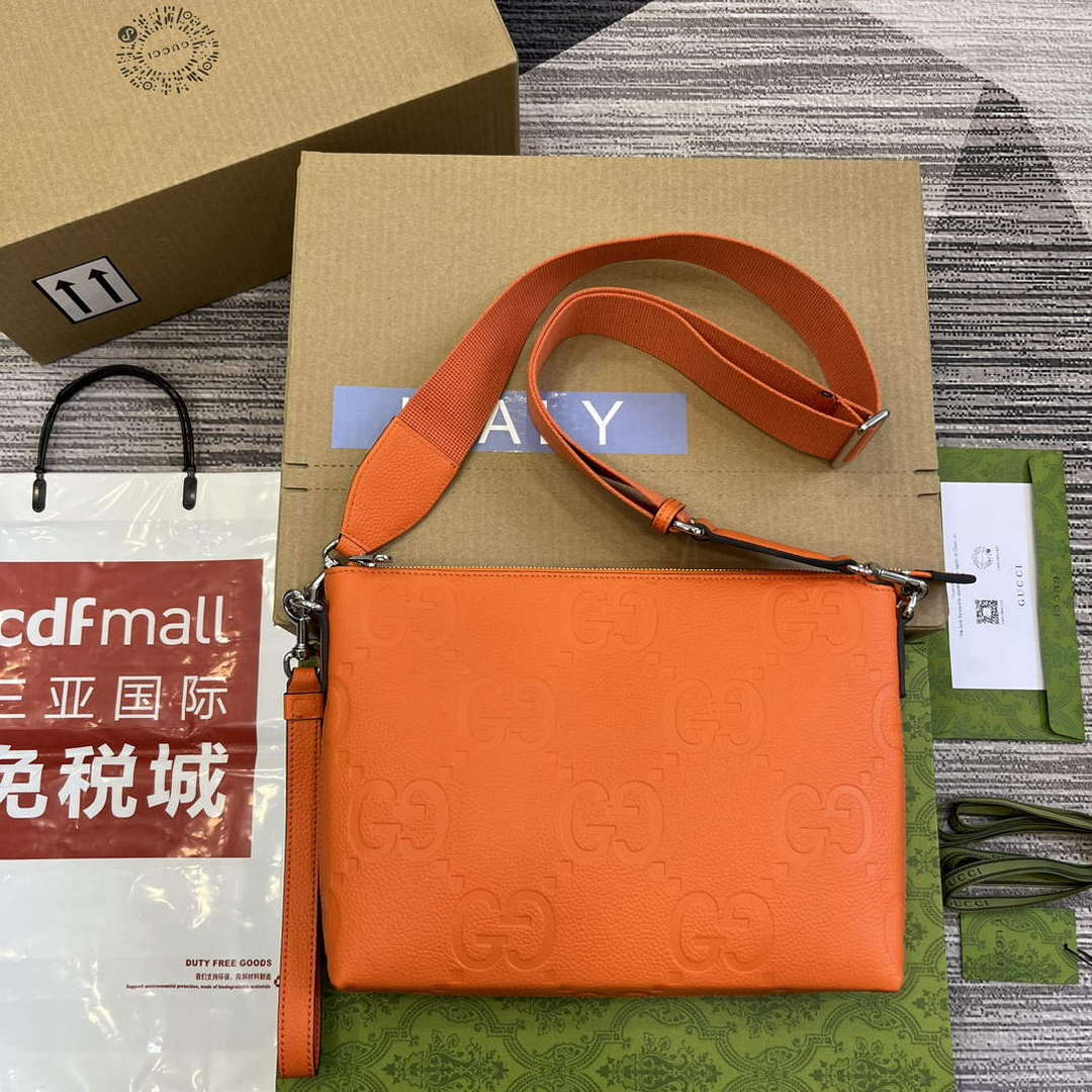 Gucci 696009 Jumbo GG Medium Messenger Bag Orange - Default Title - View 1