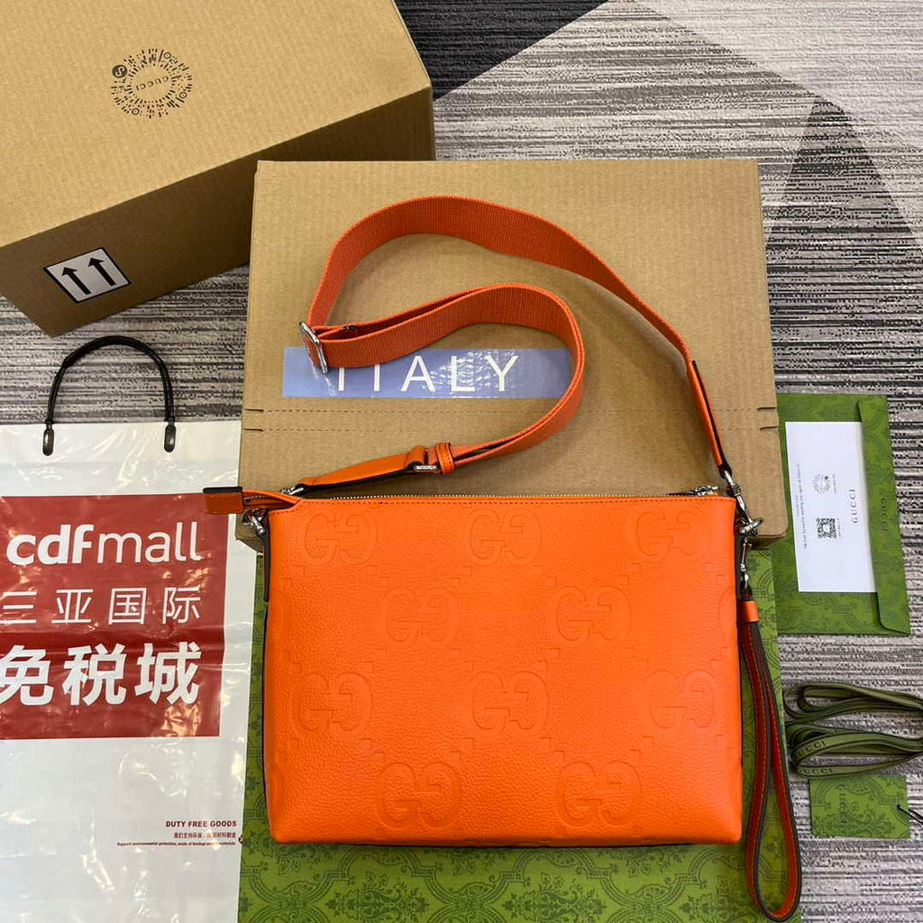 Gucci 696009 Jumbo GG Medium Messenger Bag Orange