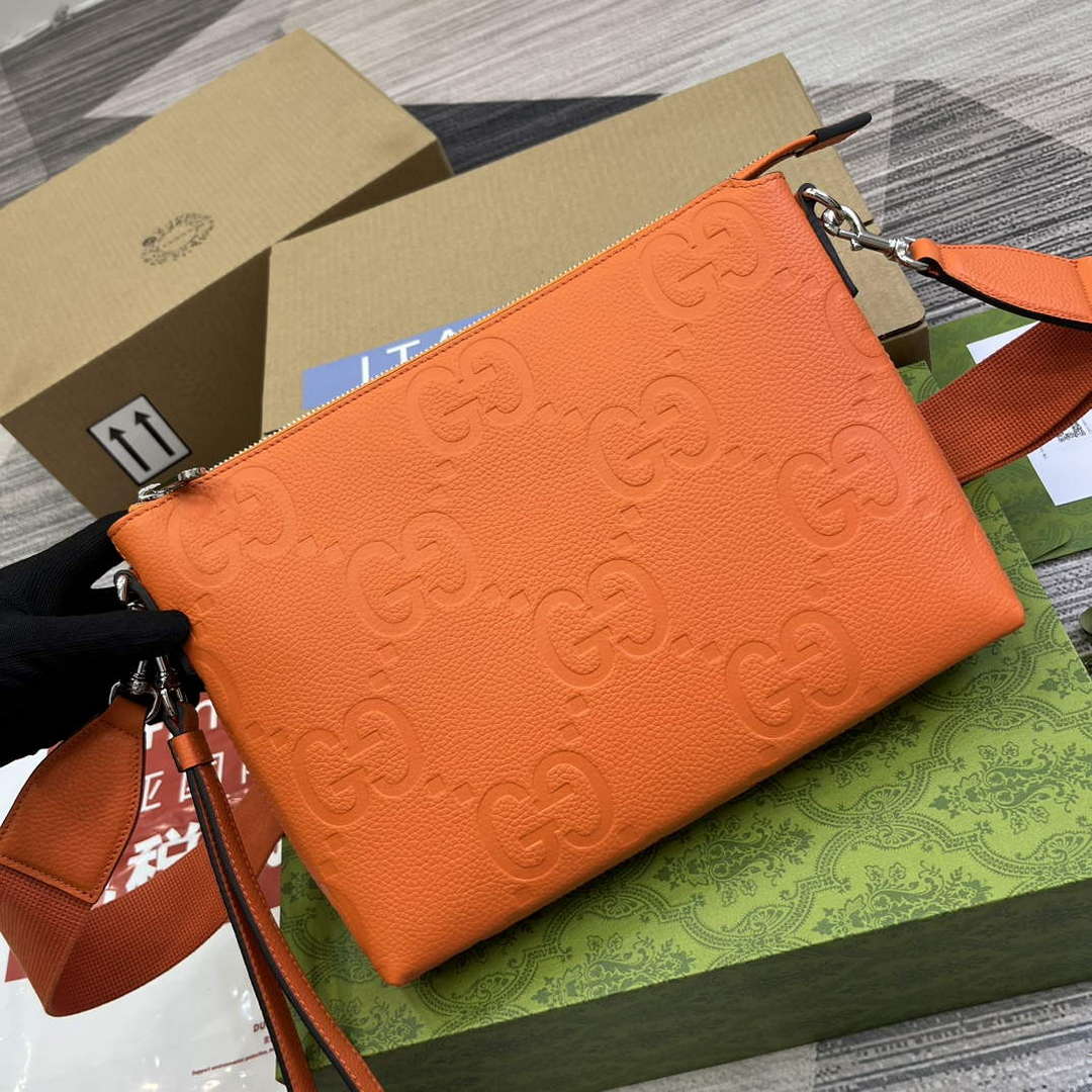 Gucci 696009 Jumbo GG Medium Messenger Bag Orange - Default Title - View 4