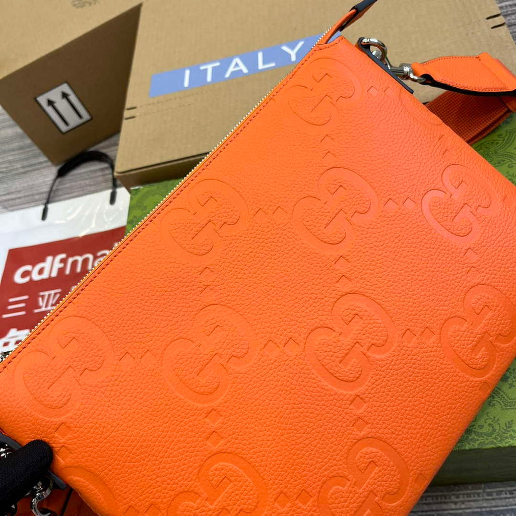 Gucci 696009 Jumbo GG Medium Messenger Bag Orange
