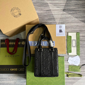 Gucci 696010 GG Embossed Mini Tote Bag Black - Default Title - View 2