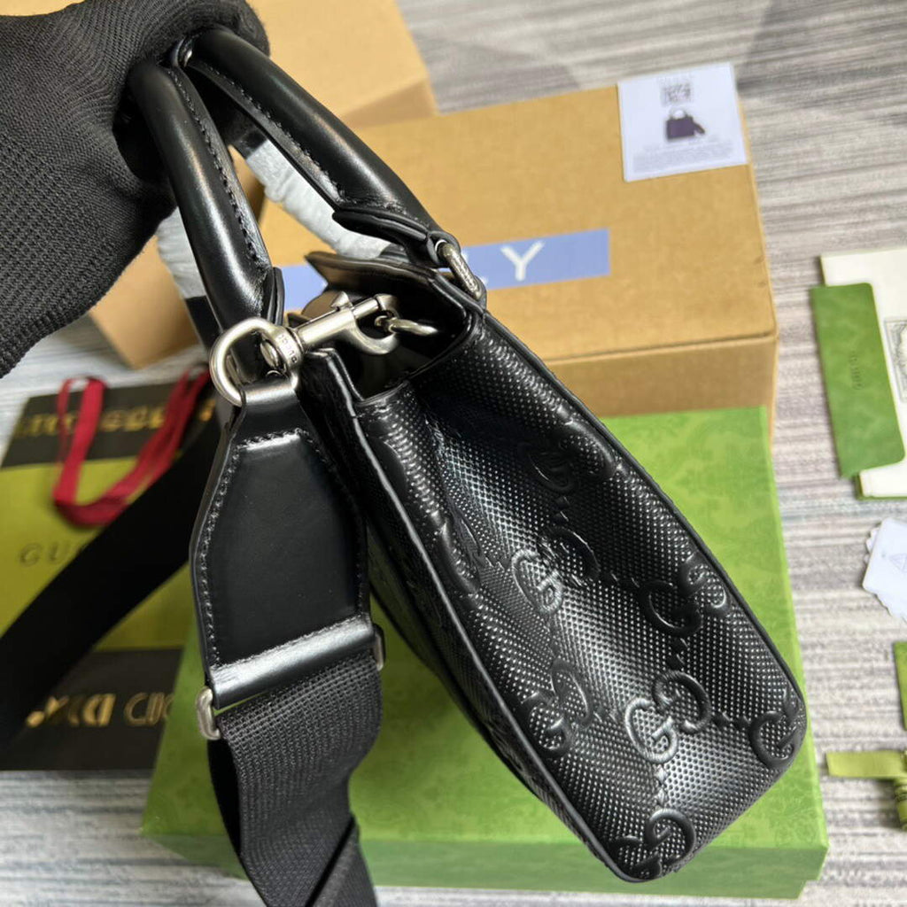 Gucci 696010 GG Embossed Mini Tote Bag Black