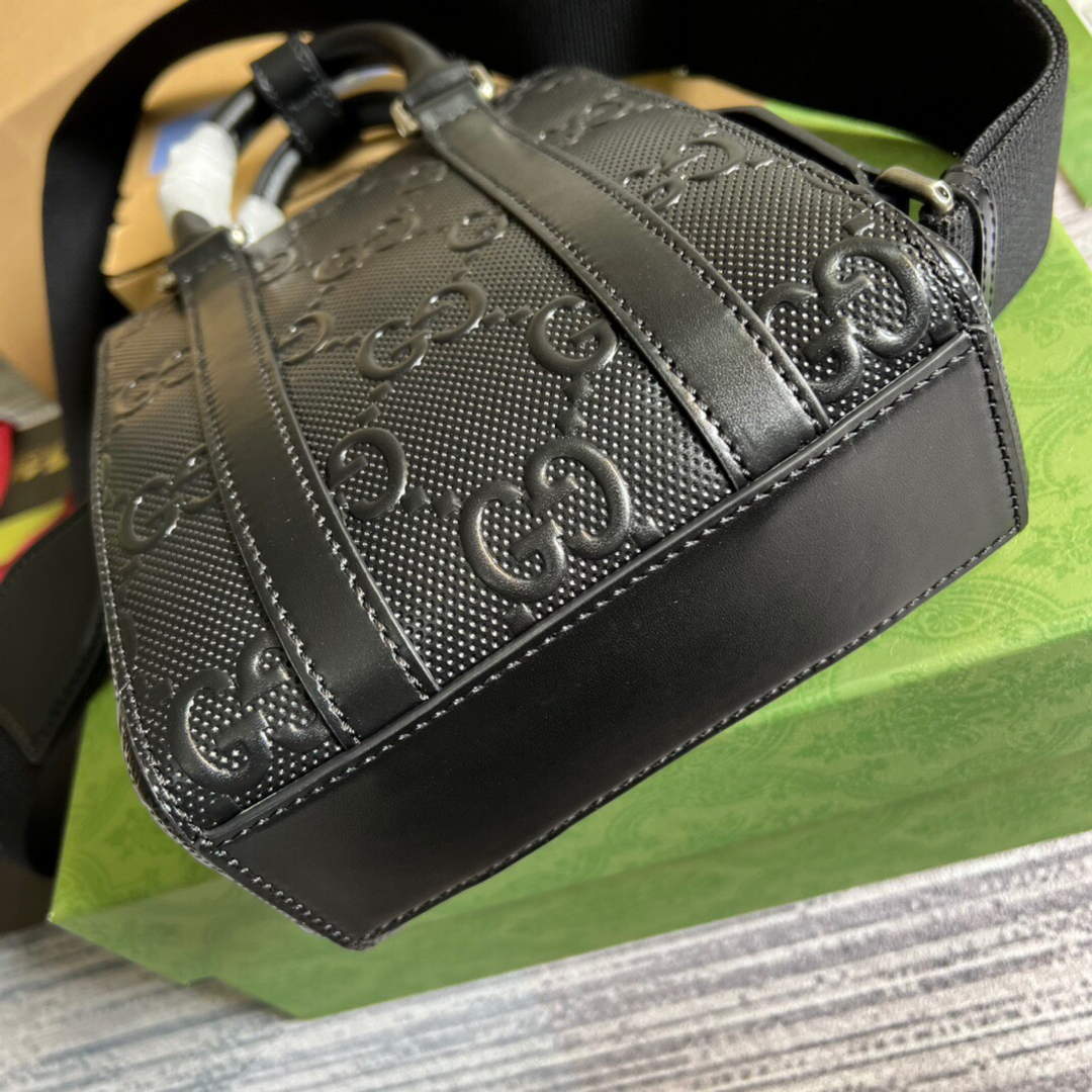 Gucci 696010 GG Embossed Mini Tote Bag Black