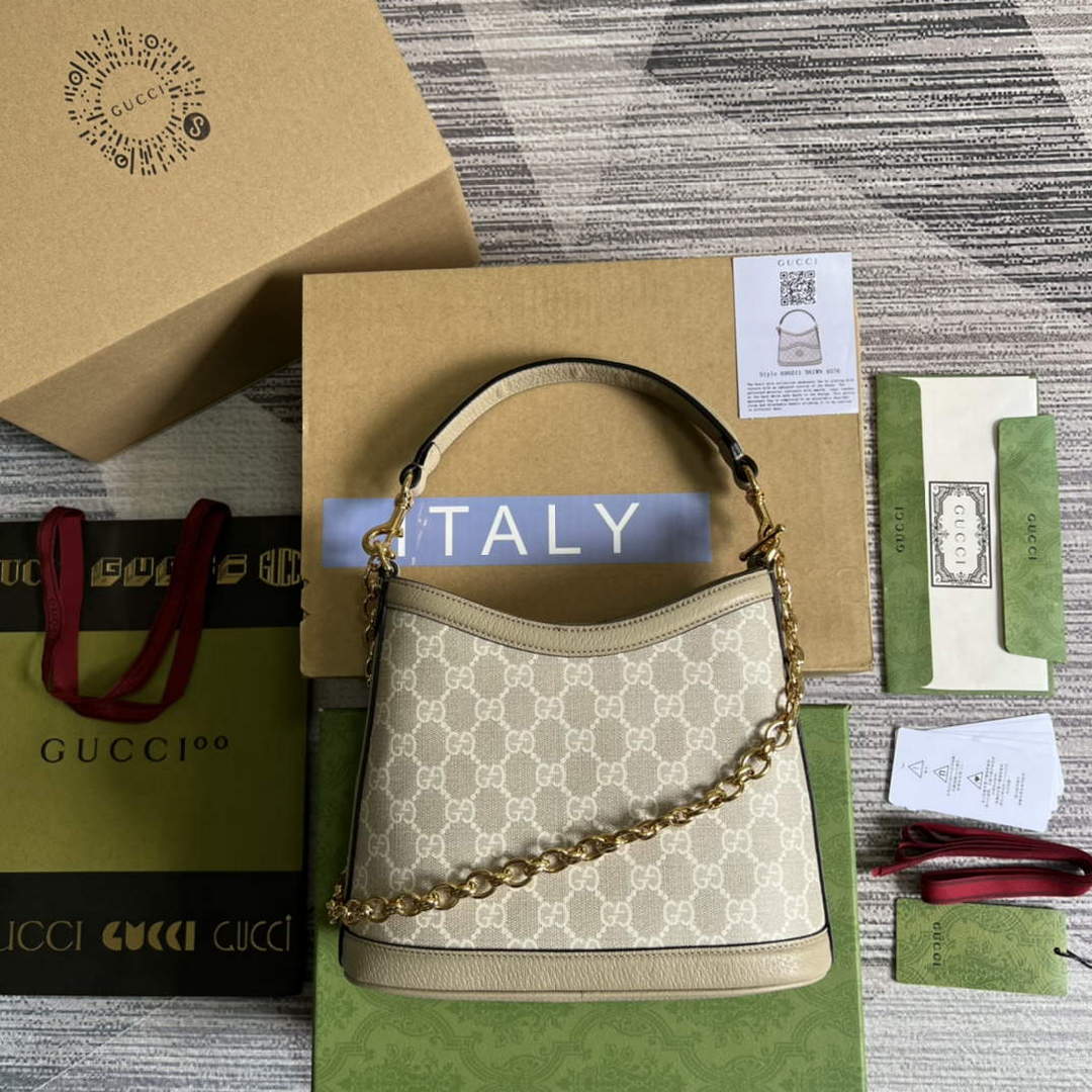 Gucci 696011 Large shoulder bag with Interlocking G Oatmeal - Default Title - View 2
