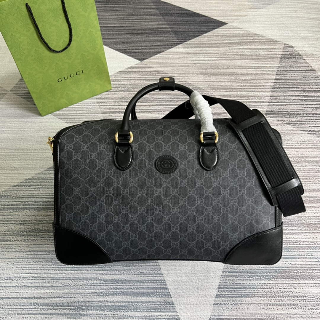 Gucci 696015 Large duffle bag with Interlocking G Black - Default Title - View 1
