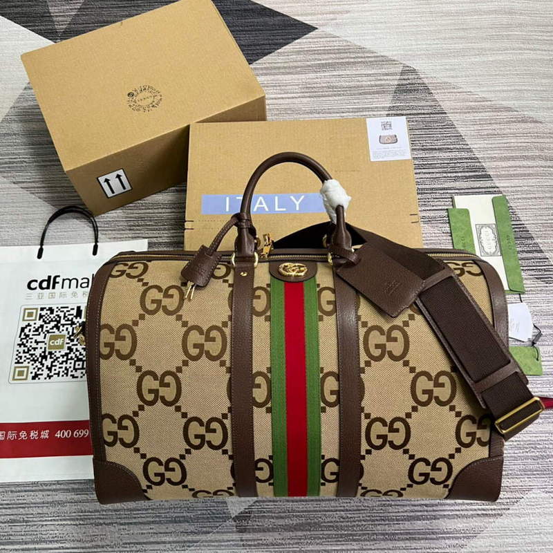 Gucci 696039 Jumbo GG Large Duffle Bag Brown - Default Title - View 1