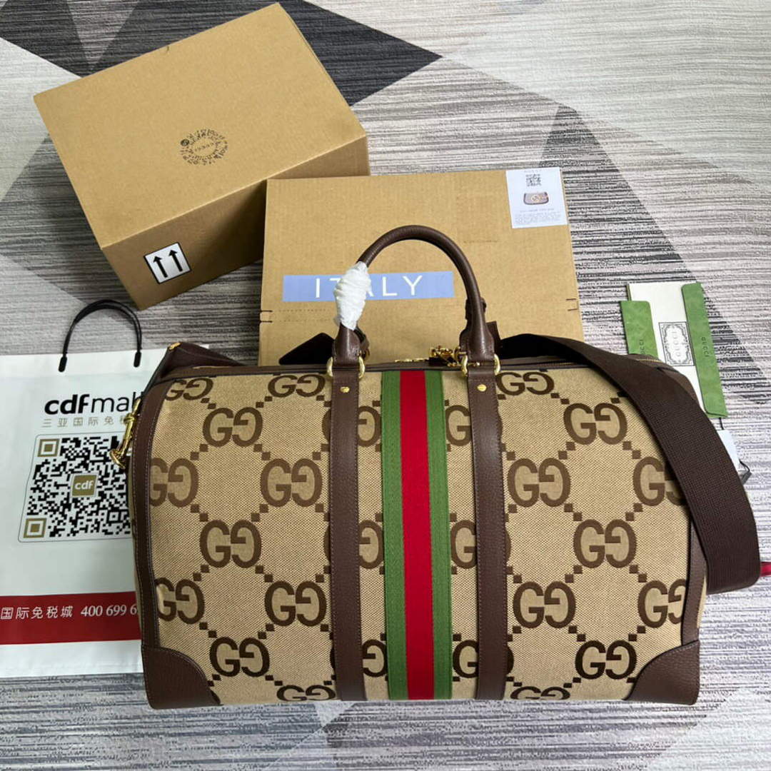 Gucci 696039 Jumbo GG Large Duffle Bag Brown