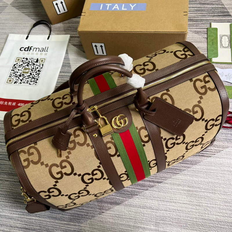 Gucci 696039 Jumbo GG Large Duffle Bag Brown