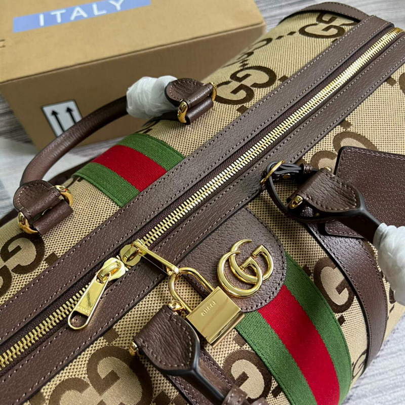 Gucci 696039 Jumbo GG Large Duffle Bag Brown