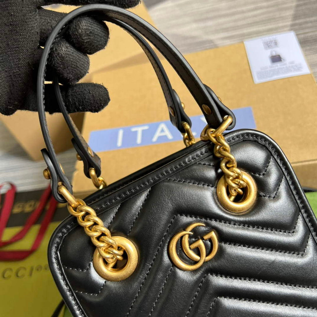 Gucci 696123 GG Marmont Matelass¨¦ Mini Bag Black