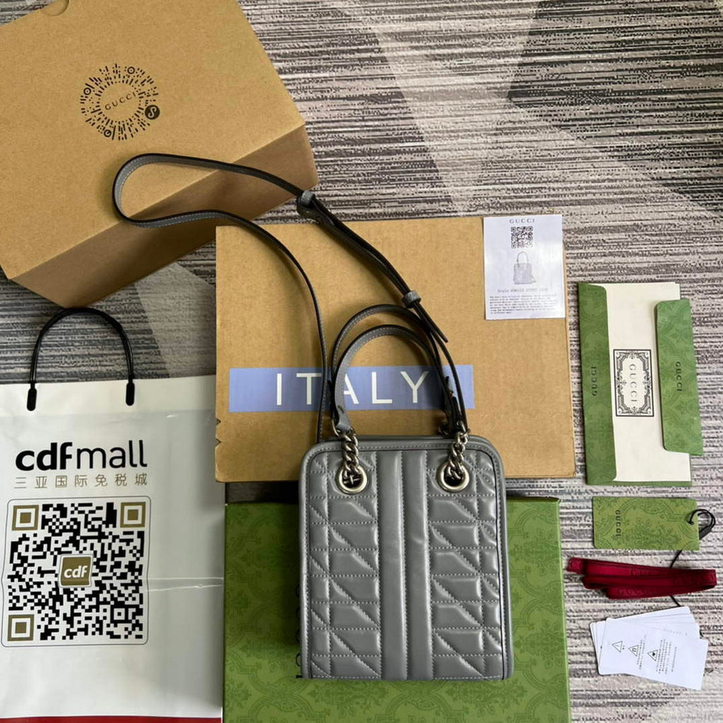 Gucci 696123 GG Marmont Matelass¨¦ Mini Bag Gray