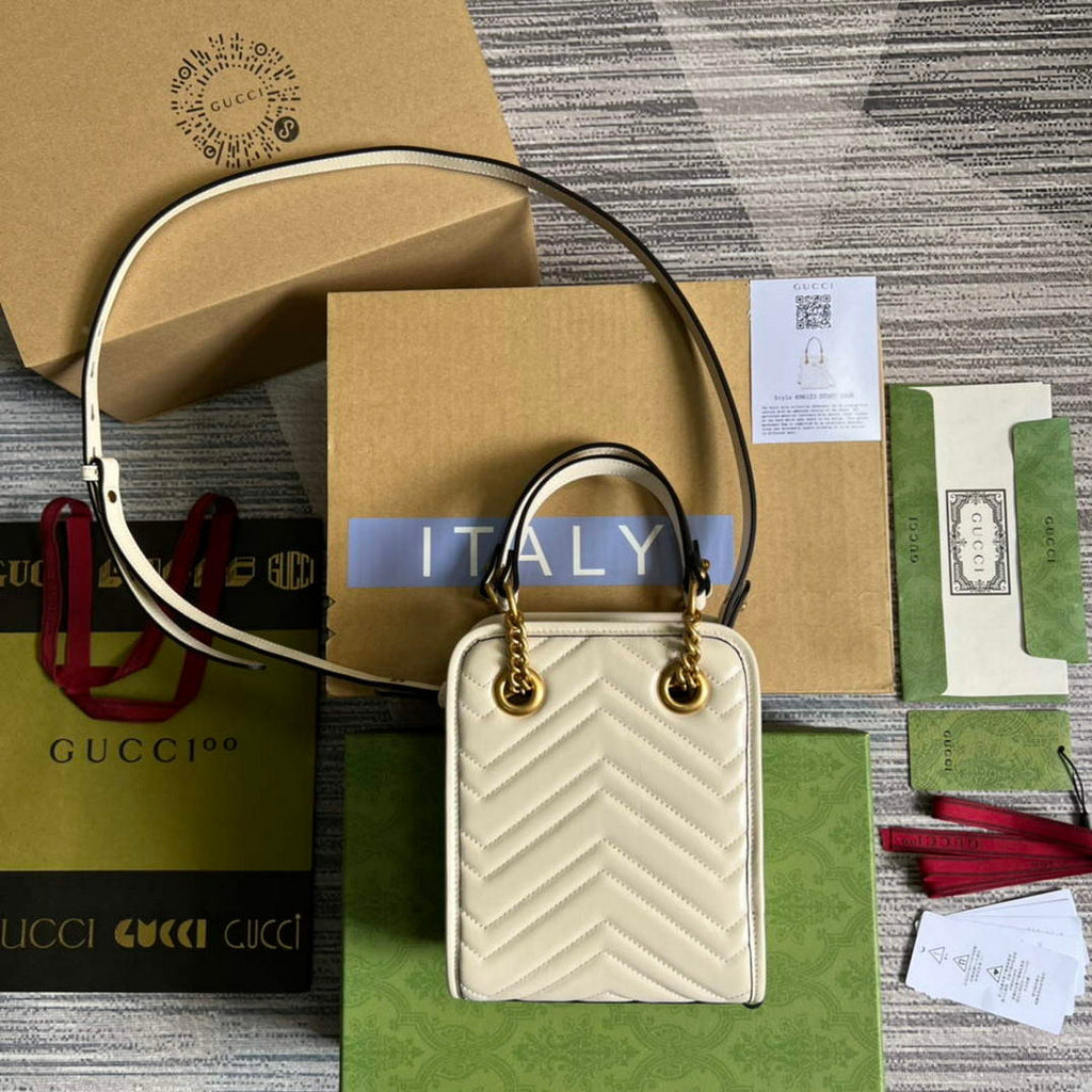 Gucci 696123 GG Marmont Matelass¨¦ Mini Bag White