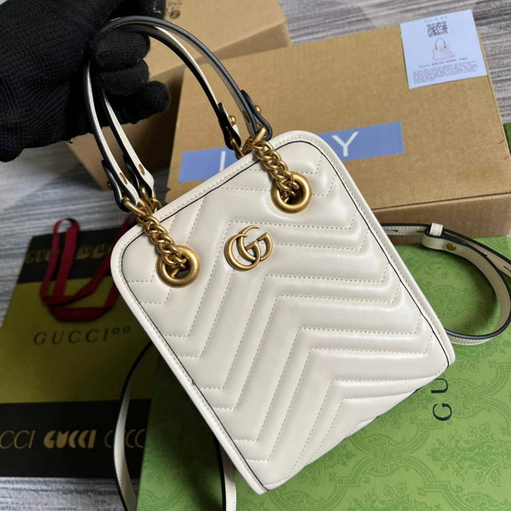 Gucci 696123 GG Marmont Matelass¨¦ Mini Bag White