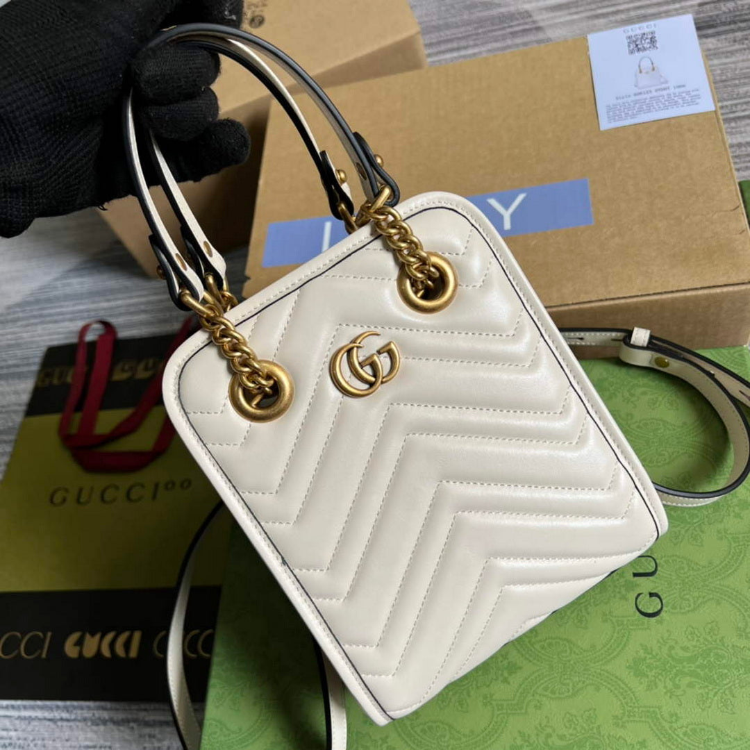 Gucci 696123 GG Marmont Matelass¨¦ Mini Bag White