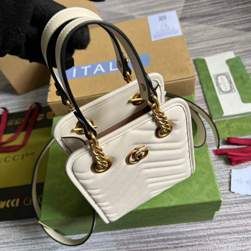 Gucci 696123 GG Marmont Matelass¨¦ Mini Bag White