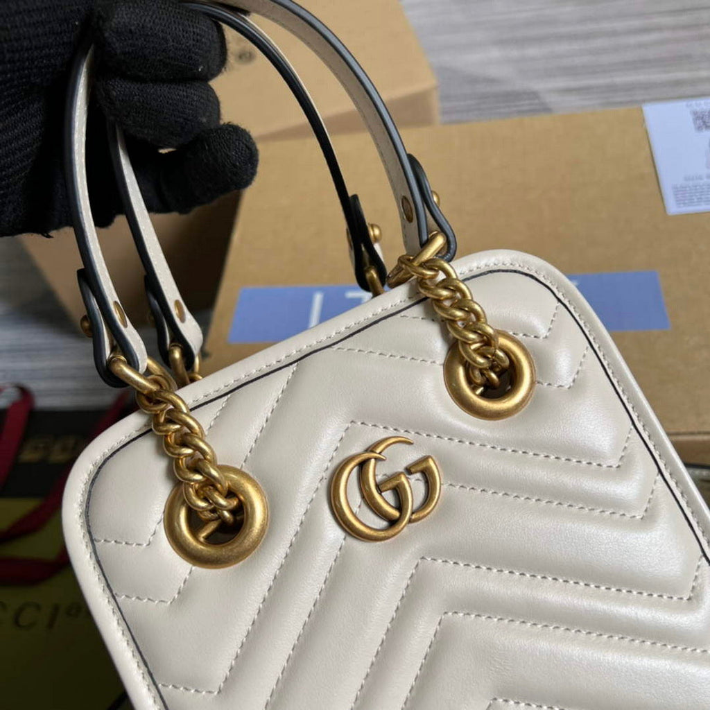 Gucci 696123 GG Marmont Matelass¨¦ Mini Bag White