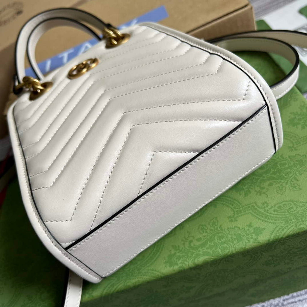 Gucci 696123 GG Marmont Matelass¨¦ Mini Bag White