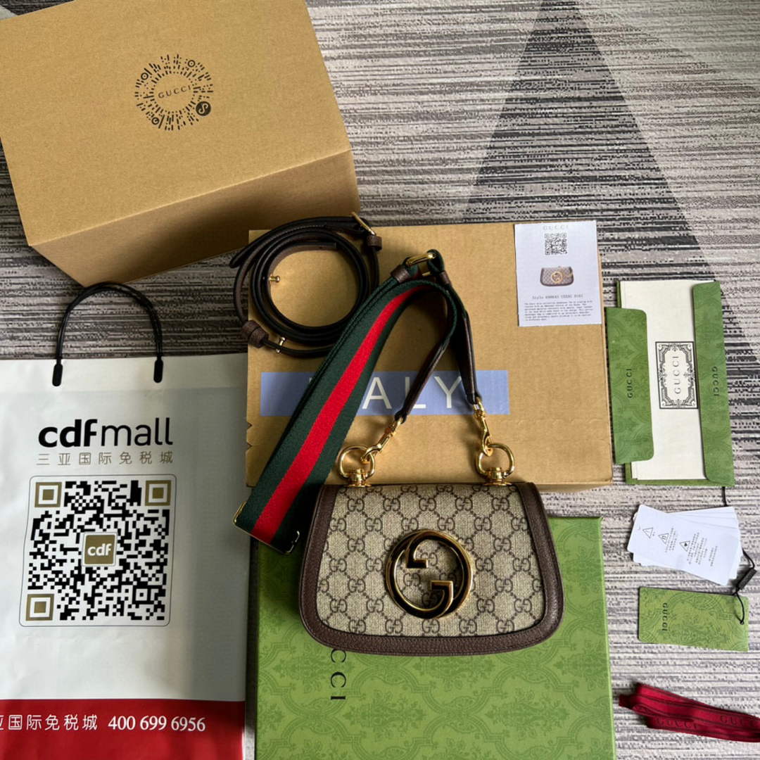 Gucci ?698643 Blondie mini bag in GG brown leather