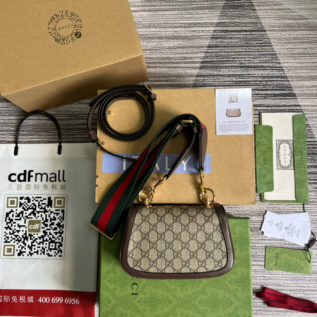 Gucci ?698643 Blondie mini bag in GG brown leather