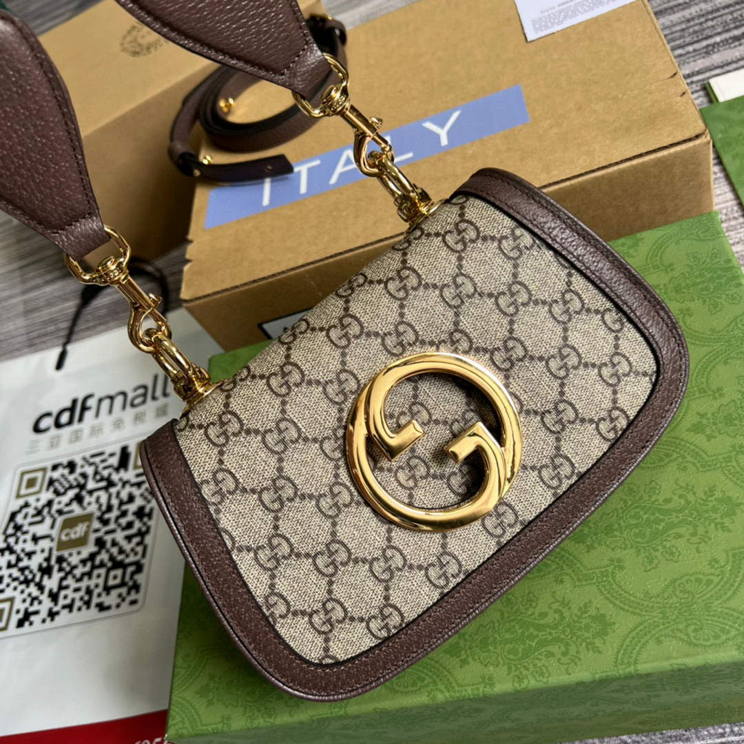 Gucci ?698643 Blondie mini bag in GG brown leather