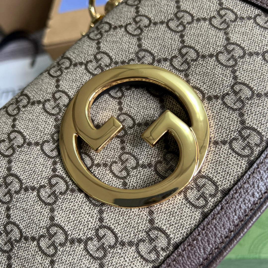 Gucci ?698643 Blondie mini bag in GG brown leather