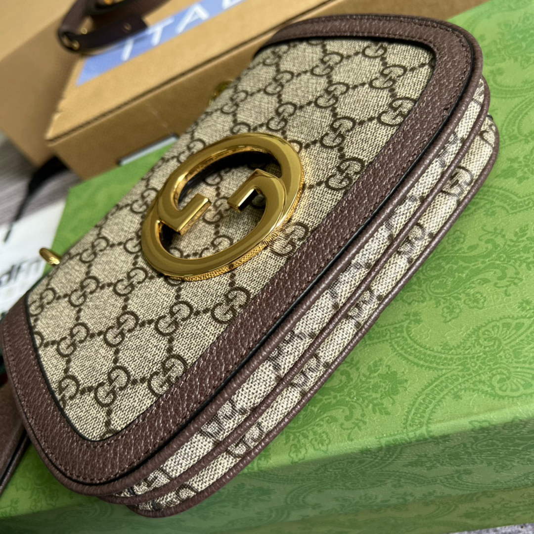 Gucci ?698643 Blondie mini bag in GG brown leather
