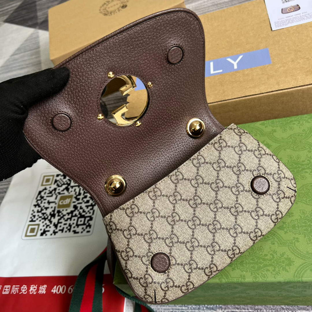 Gucci ?698643 Blondie mini bag in GG brown leather