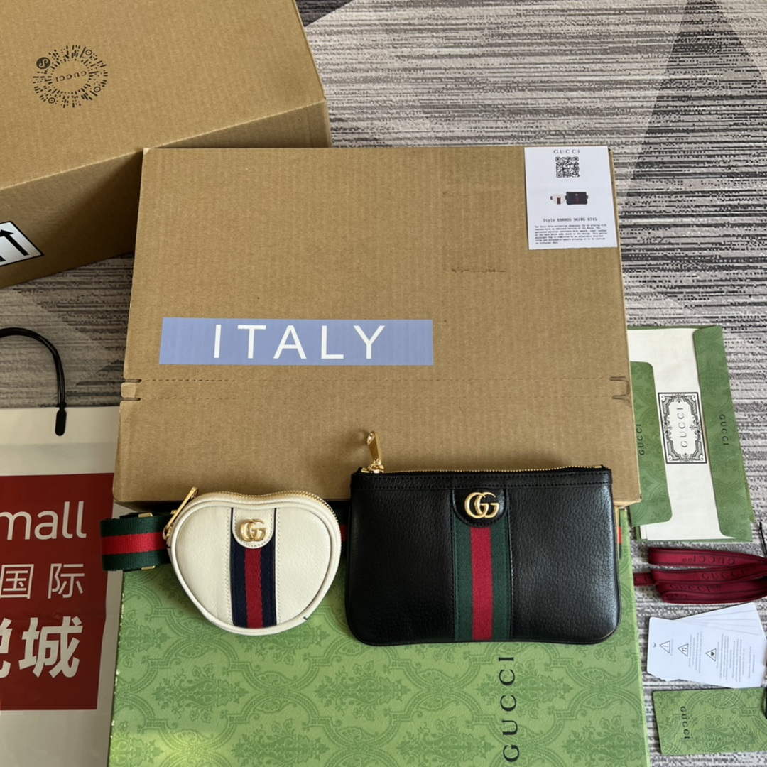 Gucci 698805 Ophidia gg Heart Utility Belt Bag Black and white - Default Title - View 1
