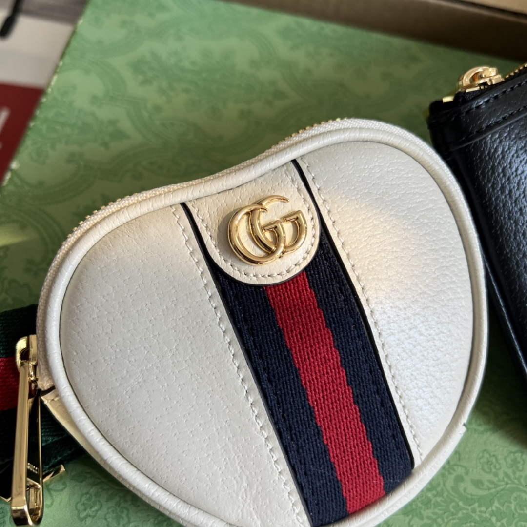 Gucci 698805 Ophidia gg Heart Utility Belt Bag Black and white
