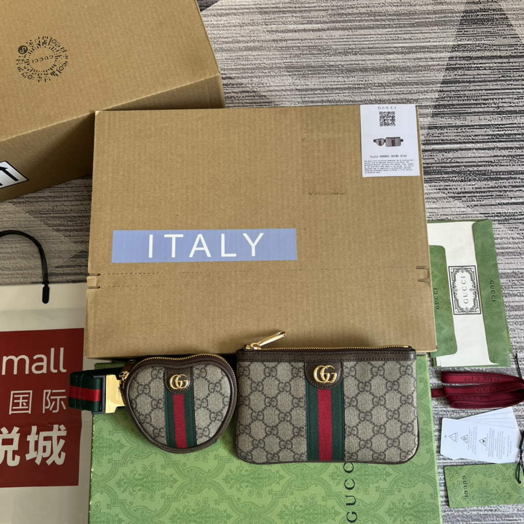 Gucci 698805 Ophidia gg Heart Utility Belt Bag Brown - Default Title - View 1
