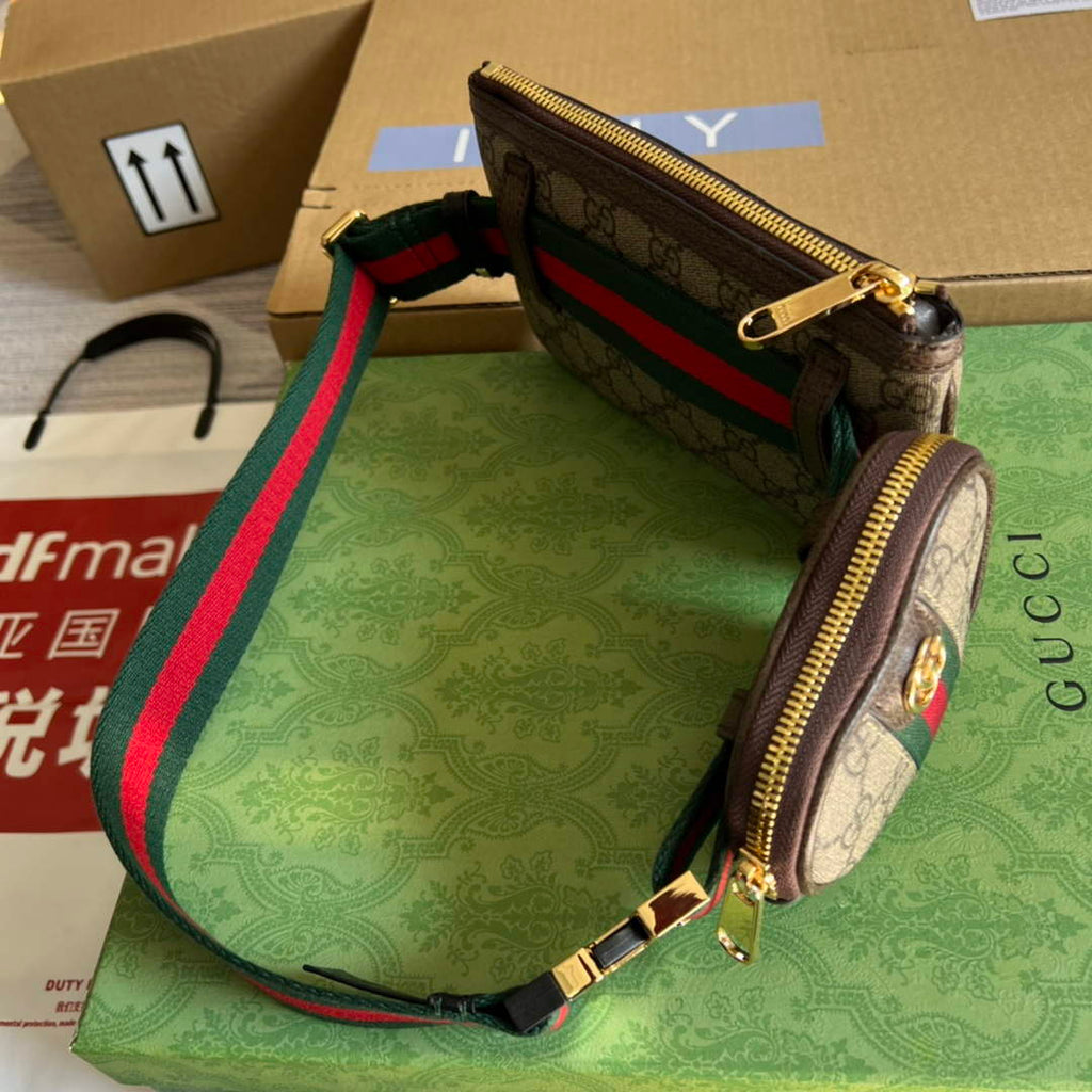Gucci 698805 Ophidia gg Heart Utility Belt Bag Brown