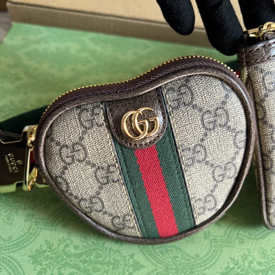 Gucci 698805 Ophidia gg Heart Utility Belt Bag Brown
