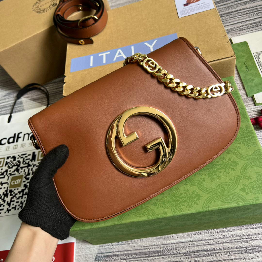 Gucci 699268 Blondie shoulder bag Light brown leather - Default Title - View 1