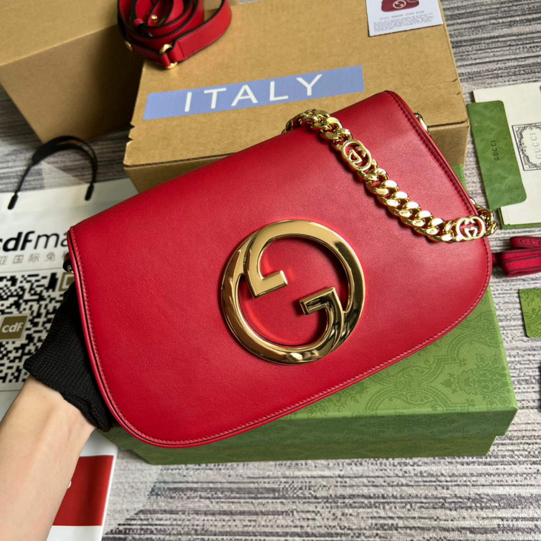 Gucci 699268 Blondie shoulder bag Red leather - Default Title - View 1