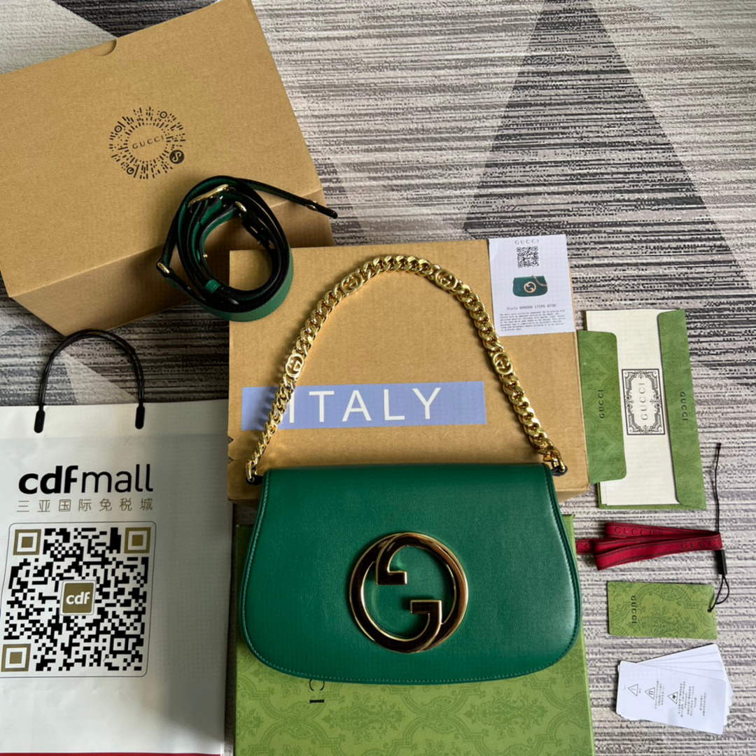 Gucci 699268 Blondie shoulder bag green leather - Default Title - View 1