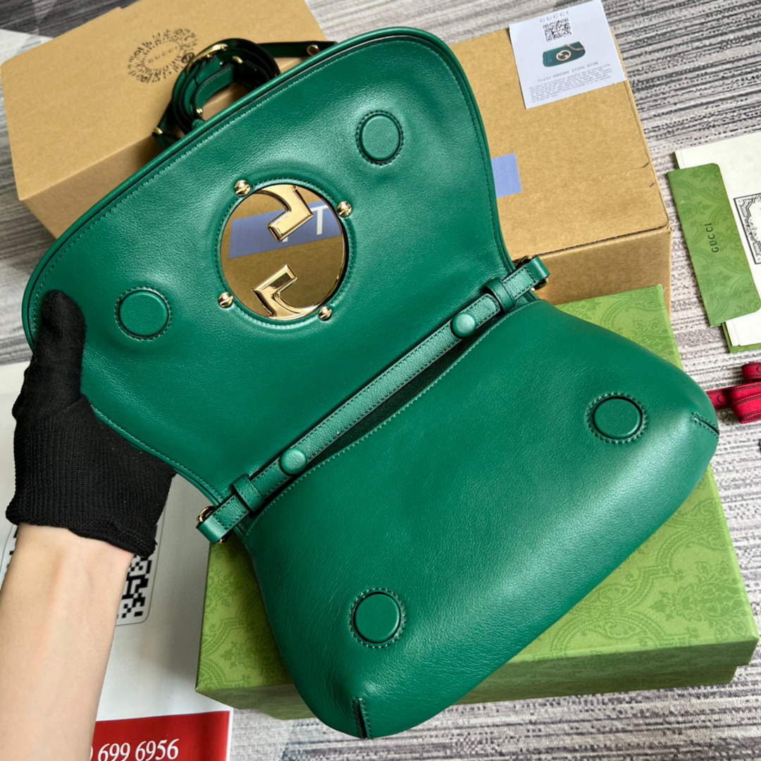 Gucci 699268 Blondie shoulder bag green leather - Default Title - View 6