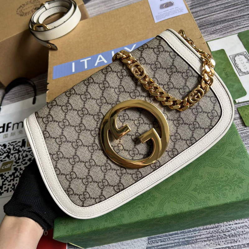 Gucci 699268 Gucci Blondie shoulder bag GG Supreme canvas White - Default Title - View 1