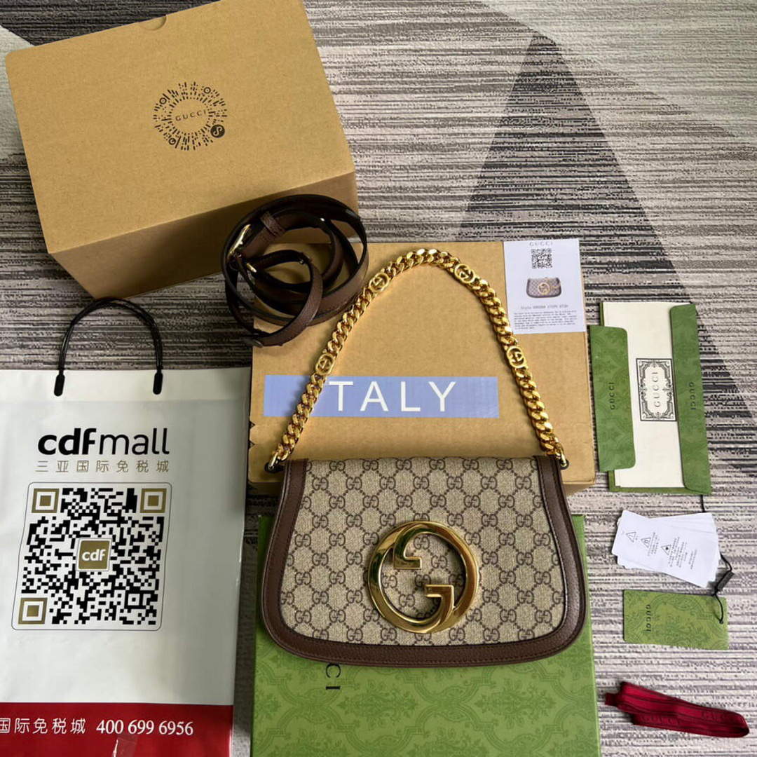 Gucci 699268 Gucci Blondie shoulder bag GG Supreme canvas Brown - Default Title - View 2