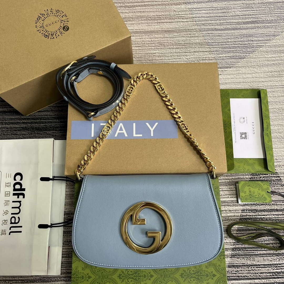 Gucci 699268 Gucci Blondie Shoulder Bag Light blue leather - Default Title - View 1