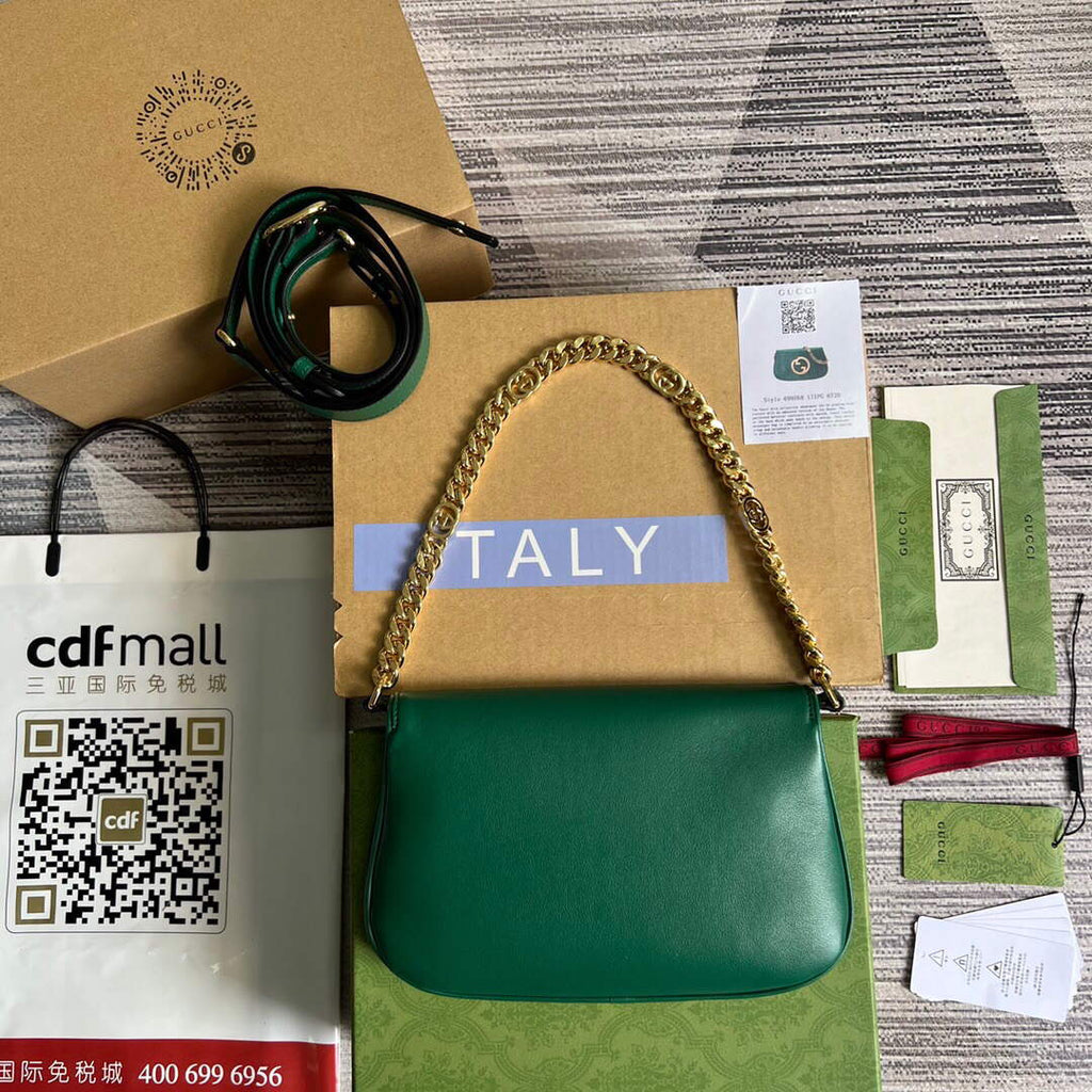 Gucci 699268 Gucci Blondie shoulder leather bag Green