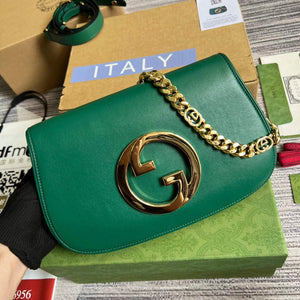 Gucci 699268 Gucci Blondie shoulder leather bag Green - Default Title - View 1