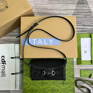 Gucci 699296 Gucci Horsebit 1955 Jumbo GG Mini Bag Black big G - Default Title - View 1
